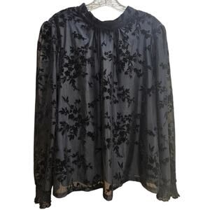 DR2 Daniel Rainn Long Sleeve Burnout Velvet Blouse Boho Whimsygoth Witchy Size L